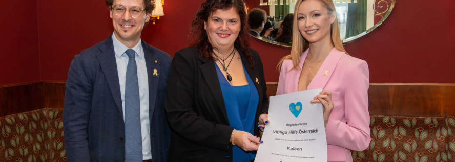 Vitiligo Hilfe Oesterreich vl Christian Posch Annette Marie Hofians Kaleen (c) Maximilano Jimenez